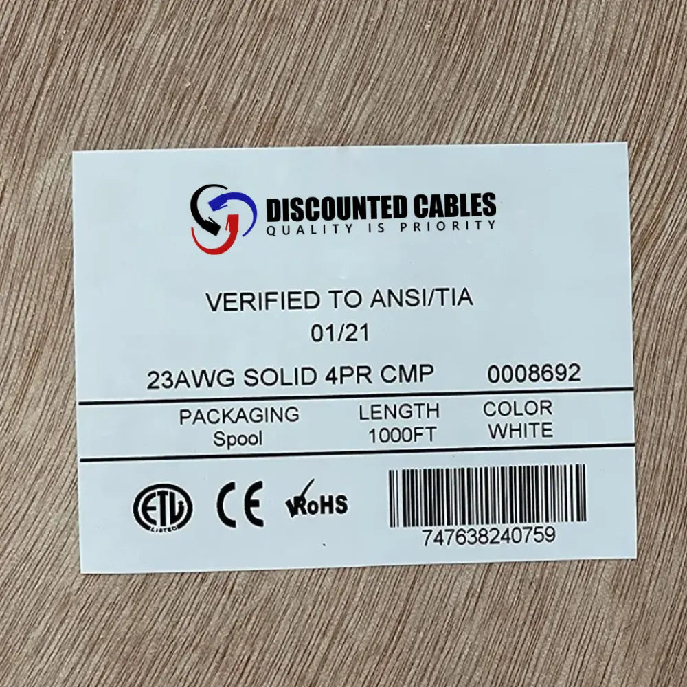 Cat7 Plenum Shielded S/FTP 23AWG 750MHz 1000ft Solid Copper Ethernet Cable