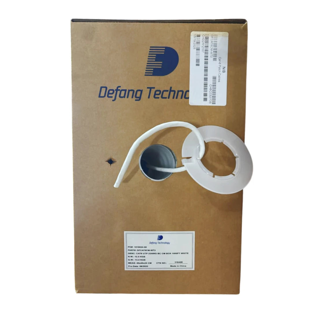 Defang DFCAT6CM-WT2 Cat6 CM UTP 23AWG Solid Copper 1000ft Ethernet Cable