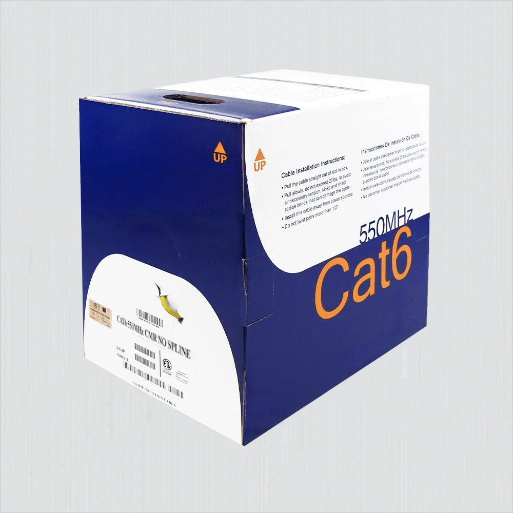 Cat6 Riser Wavenet 66E04URSPLSXX4N No Spline 550MHz UTP 23AWG 1000ft Ethernet Cable
