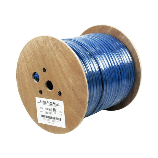 Wavenet H16E16QMBL2-500 | 1 CAT6 CMR UTP 23AWG + 1 RG-6 QUAD Shield 18AWG CMR 3.0GHz (Overall CM) 500ft Reel Combination Cable