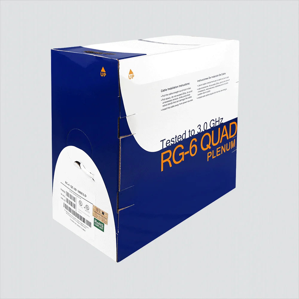 Wavenet RG6QPWH4-BC RG-6 Quad Shield CMP 18AWG 3.0GHz 1000ft Bare Copper Coaxial Cable