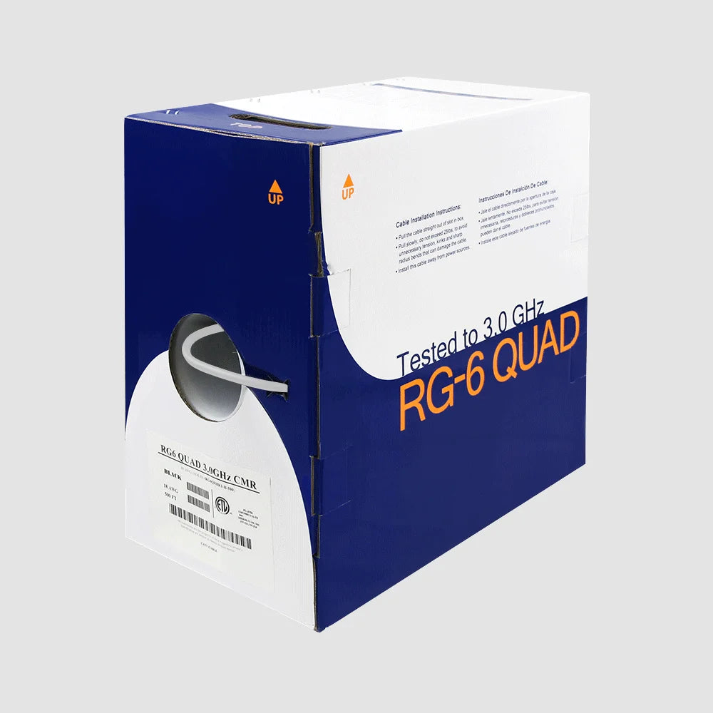 Wavenet RG6QRXX4 RG-6 Quad Shield (CCS) CMR 18AWG 3.0GHz 1000ft Coaxial Cable