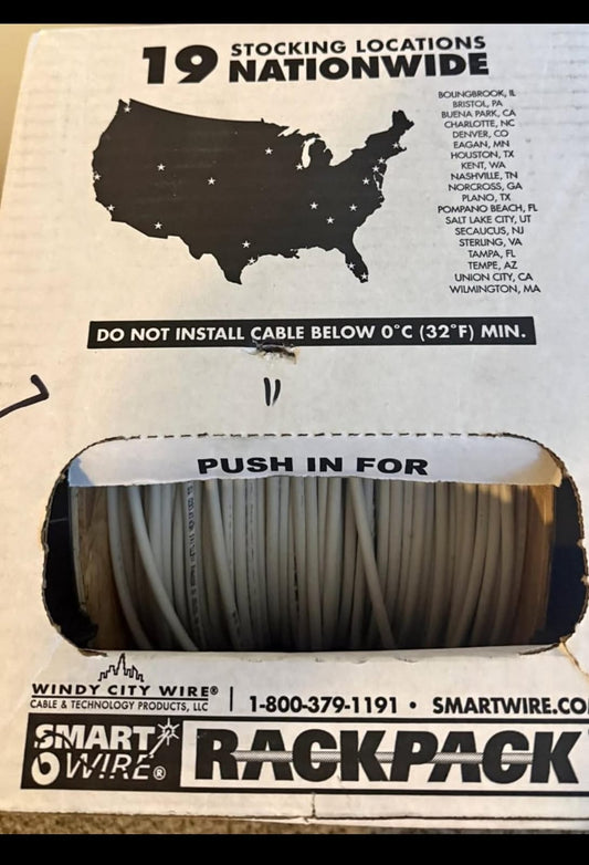 Windy City Wire Cat6 Plenum 556600 23AWG UTP 550MHz White 1000ft Ethernet Cable