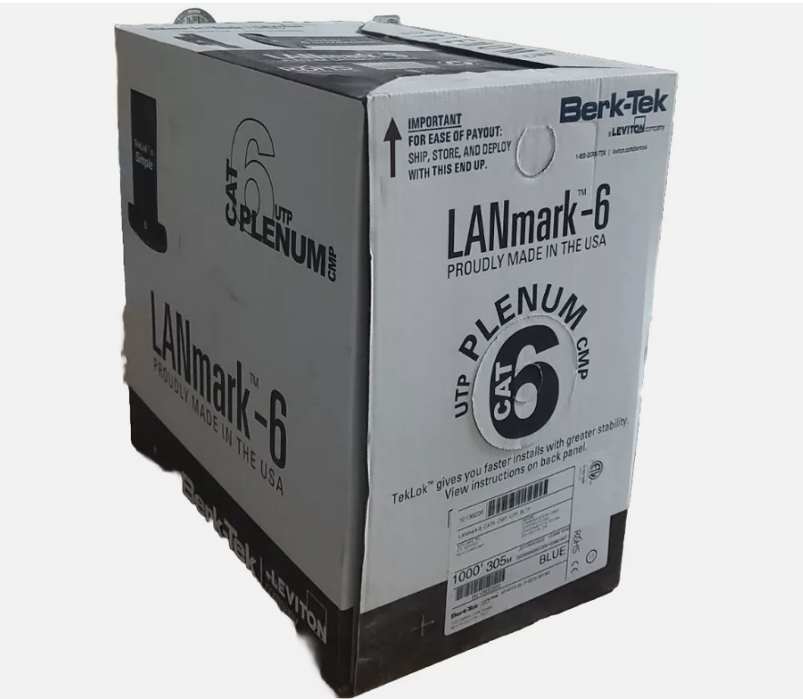 BERK-TEK | 10136226 LANmark-6 CAT6 Plenum Blue 1000ft UTP Ethernet Cable Box
