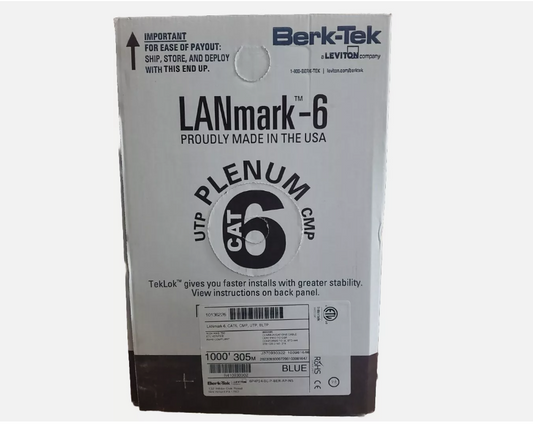BERK-TEK | 10136226 LANmark-6 CAT6 Plenum Blue 1000ft UTP Ethernet Cable Box