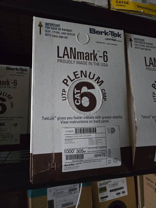 BERK-TEK | 10136230 LANmark-6 CAT6 Plenum 1000ft UTP Ethernet Cable Box
