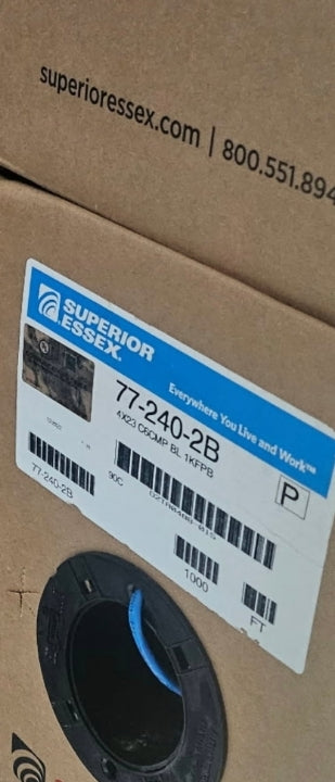 SUPERIOR ESSEX 77-240-2B Cat6 Plenum Pull Box 1000 Feet UL Listed USA-Made Solid Copper Cable