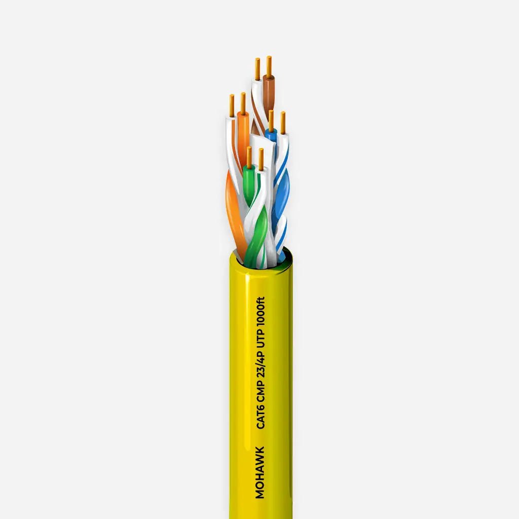 CAT6 Plenum Mohawk M58283B Solid Copper Ethernet Cable Yellow 1000ft