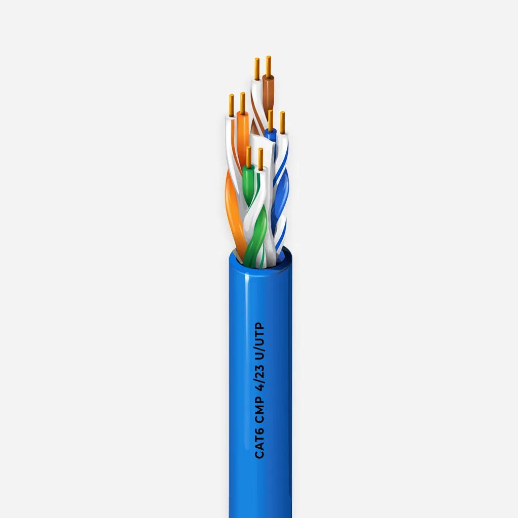 Cat6 Plenum Blue (CMP) 23AWG Solid Cable 1000ft Easy Pull boxes
