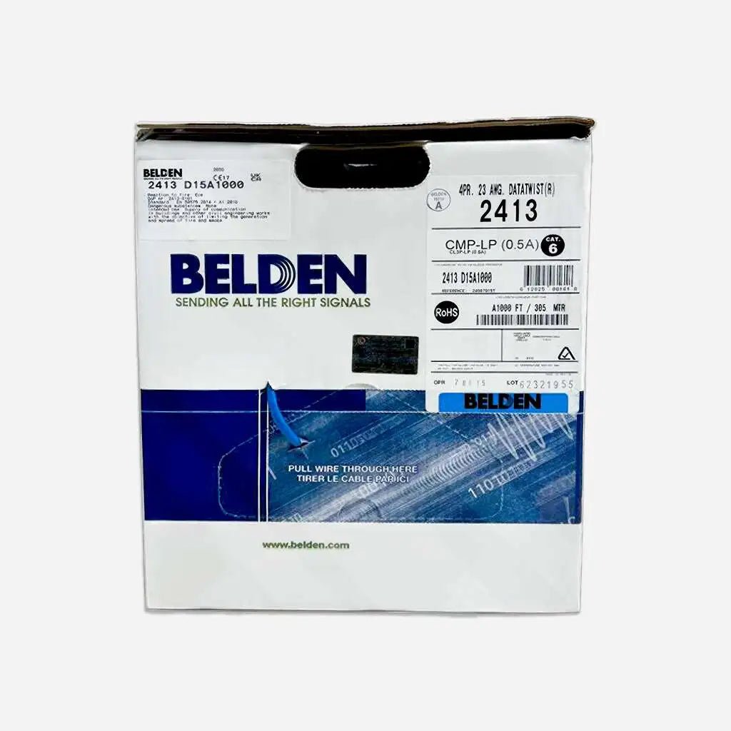 Belden Cat6 Plenum 2413 Solid Copper UTP 1000ft USA Made 23AWG Ethernet Cable